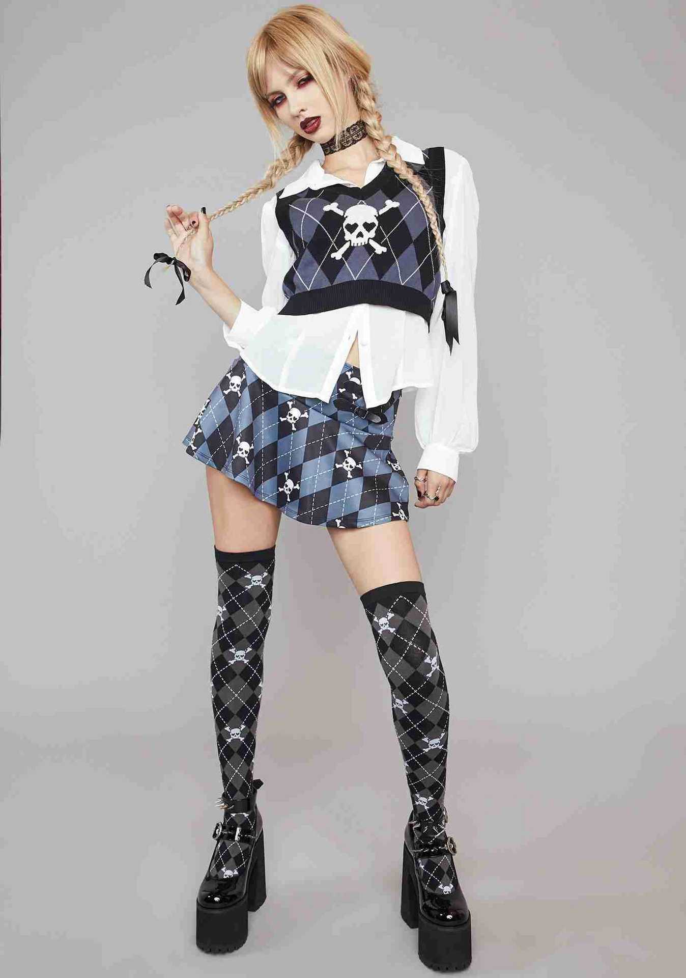 Printed Women Wool Vest Fashion Punk