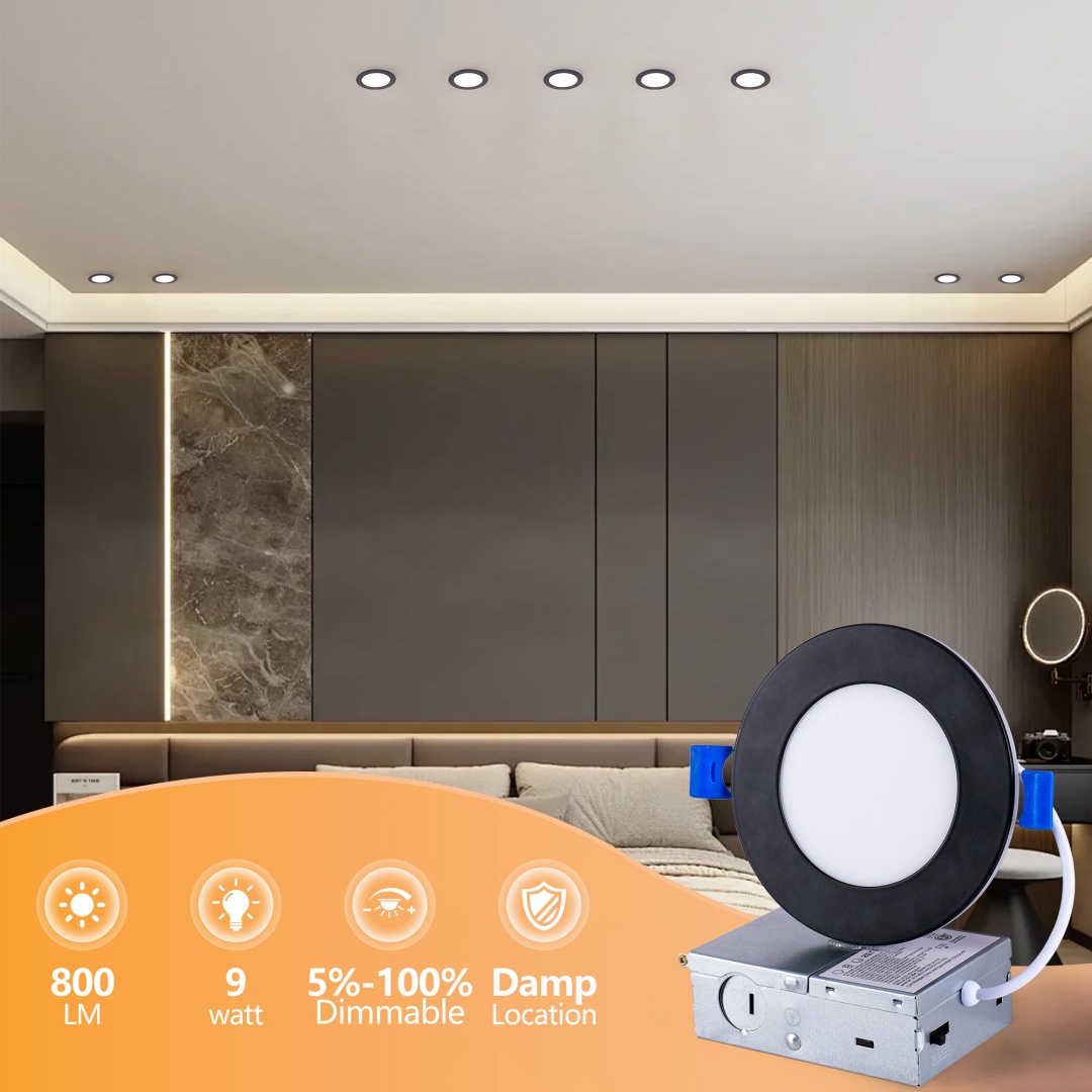 6 Pack 4 Inch Black LED Recessed Light, Dimmable, 2700K-5000K 5CCT, 800LM High... 5