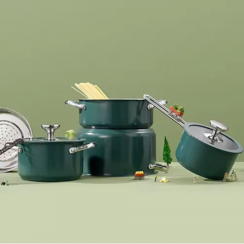 4pcs Stainless Steel Ceramic Coated Pot Set, Including 1