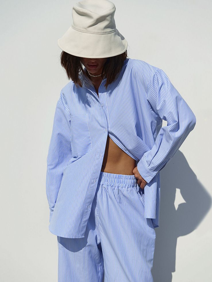 Women's Fashion Striped Shirt And Trousers Suit - Image 3