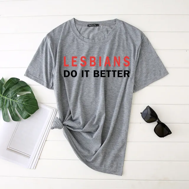 Feminist Slogan Letter Short sleeved T shirt For Women Grey - Shop at LoveMi