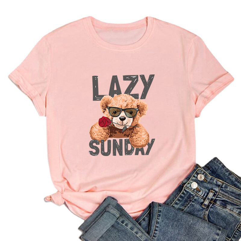 Round Neck Printed Short-sleeved T-shirt Blouse