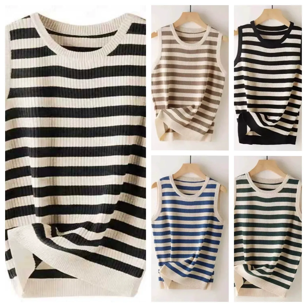 Spring And Summer Striped Knitted Vest