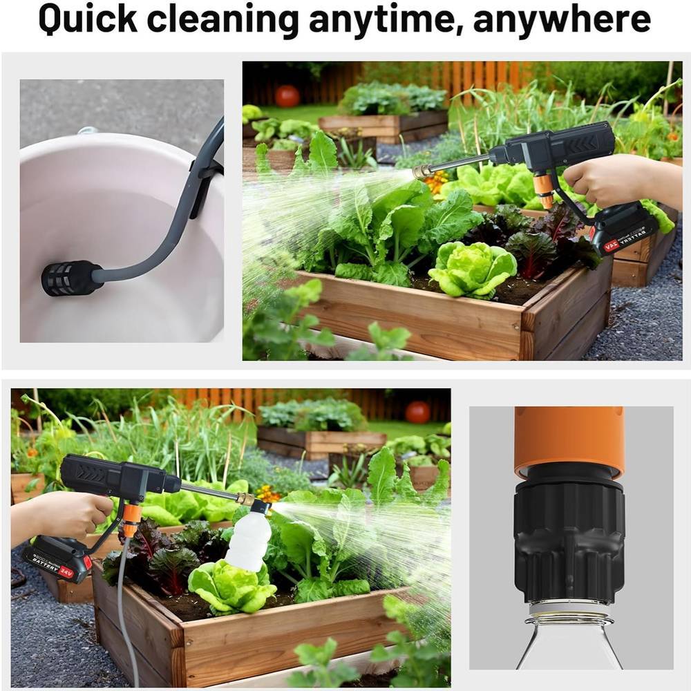 2 BatteryPortable Cordless Car High Pressure Washer Jet Water Wash Cleaner Gun