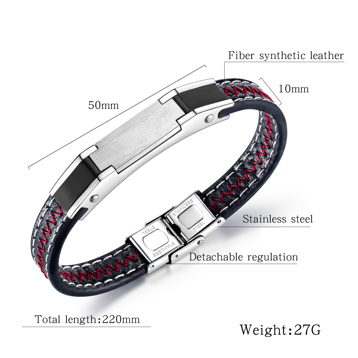 Domineering Personality Men's Leather Bracelet Stainless Steel