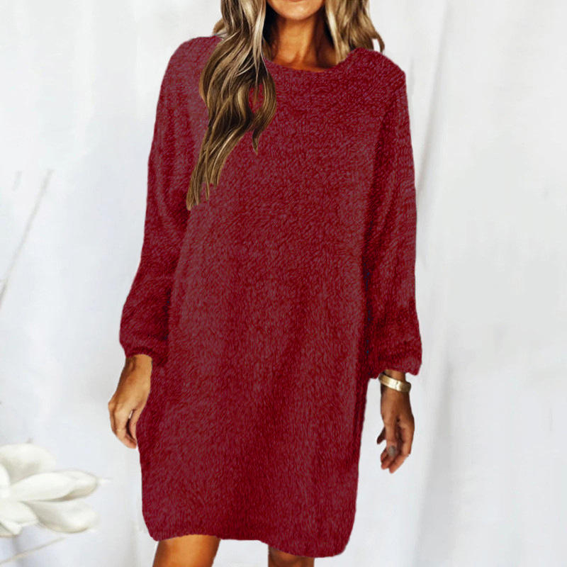 New Style Loose Long-sleeved Plush Sweater Dress