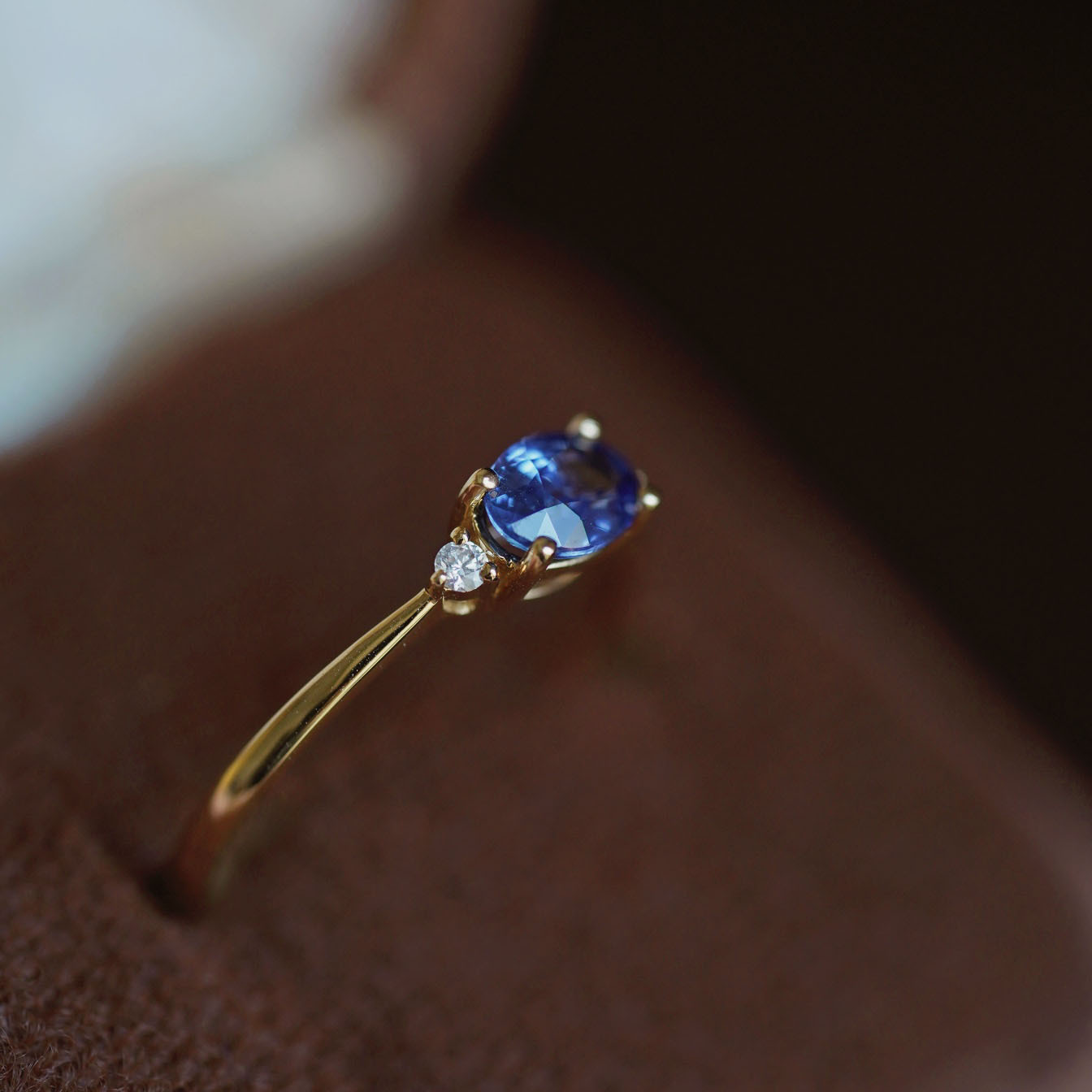 Title 5, Sterling Silver Gold-plated Blue Diamond Ring F...