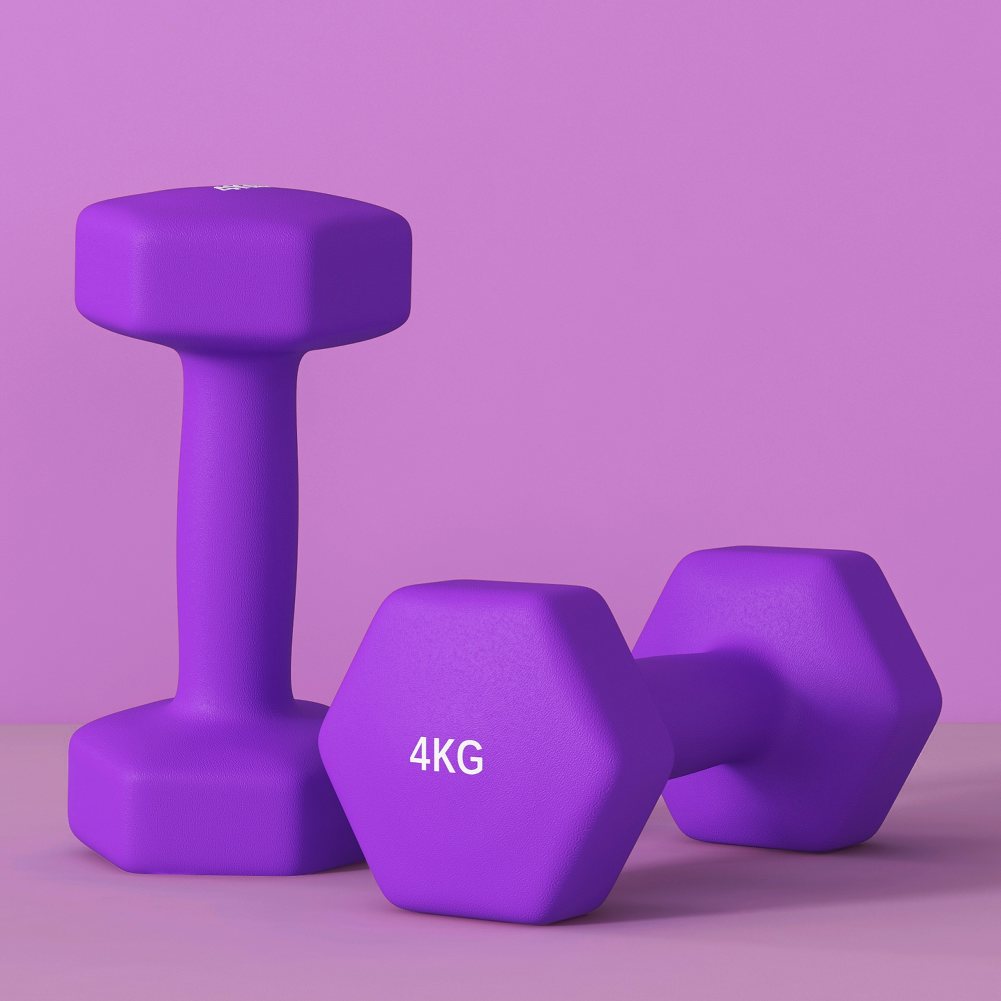 2 X 4kg Hexagonal Dumbbell Set With Anti Slip Grip, Suitable For Home Gym