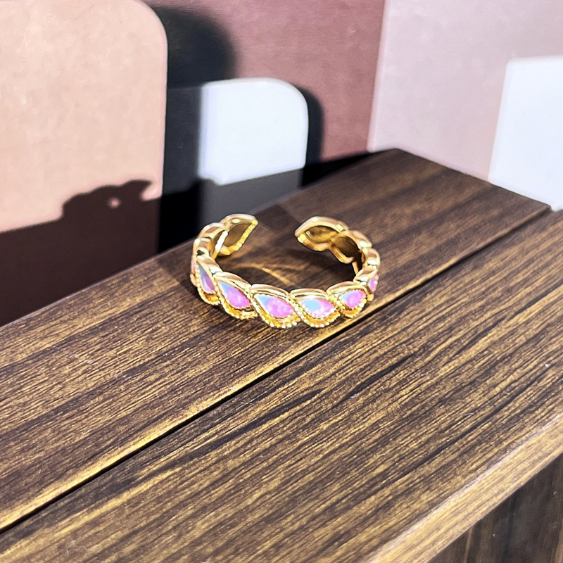 Women Vintage Multicolor Enamel Flower Rings Influencer Hot Niche Finger Band