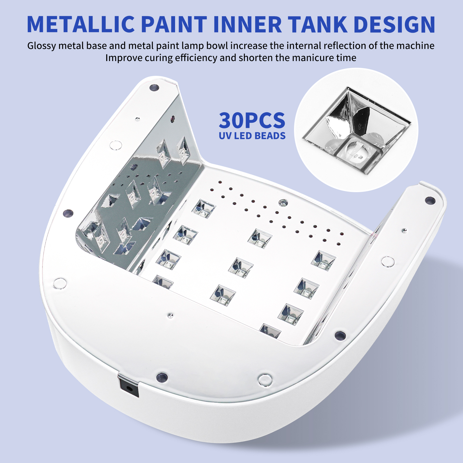 Rechargeable UV LED Nail Lamp, Cordless Nail Lamp For Gel Polish, UV Nail Lamp With 4 Timer Setting And Handle, Professional Nail UV Light For Gel Nails With 30 Beads For Salon And Home