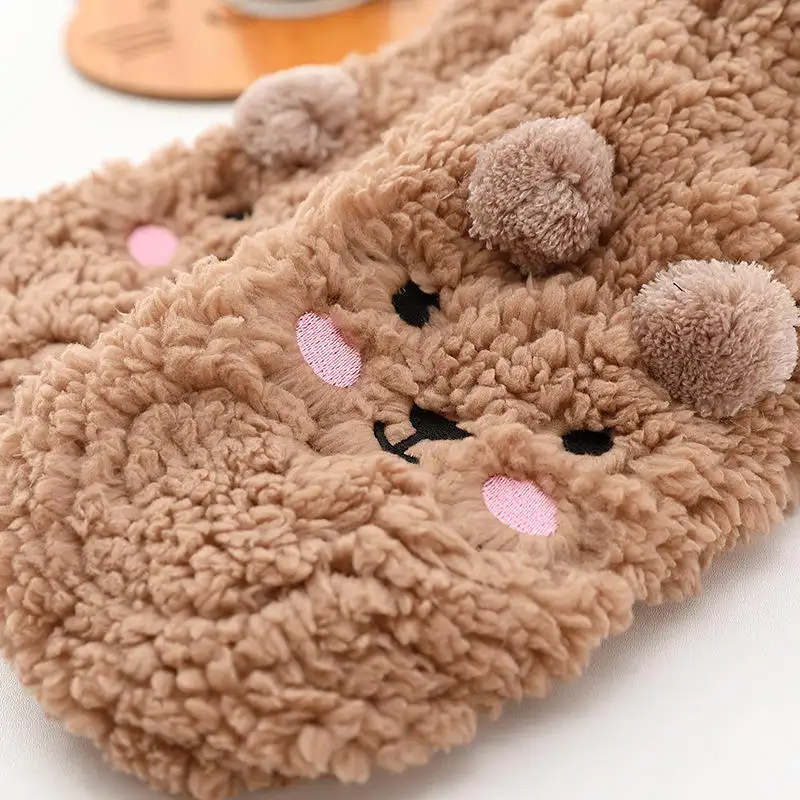 Cartoon Winter Fuzzy Dog Slipper Socks For Women - Thick Polyester Fleece - Soft and Warm Home Socks - Christmas Gift