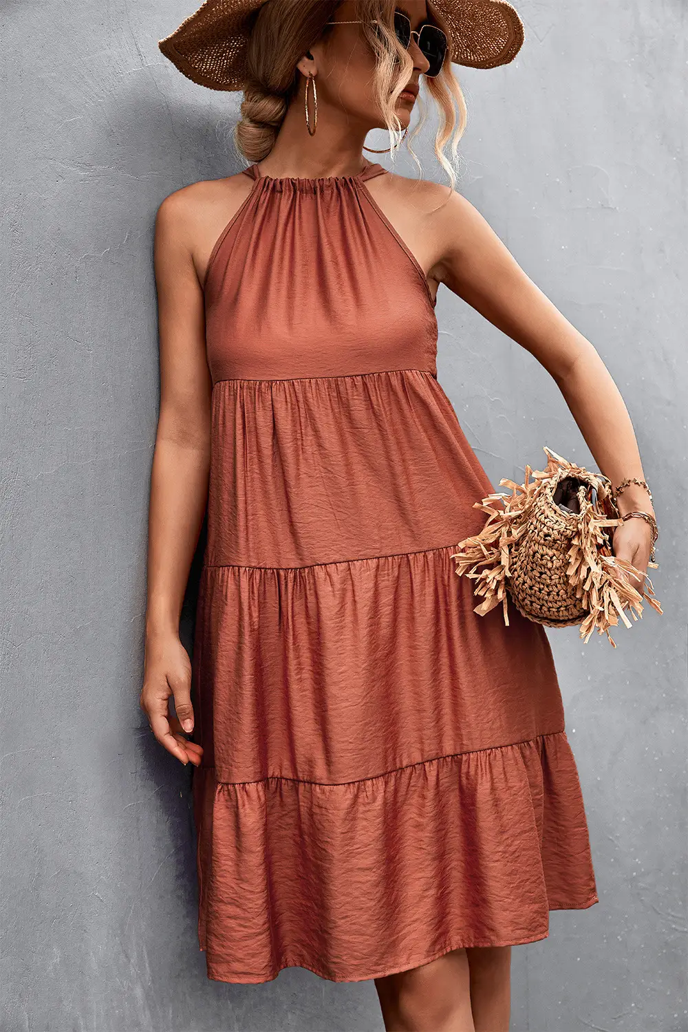 Women's Summer Sling Gathered Patchwork Skirt