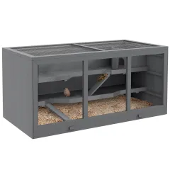 Oversized Wooden Hamster Cages, Gerbil Cages And Other Small Animal Habitats - Grey - View 1