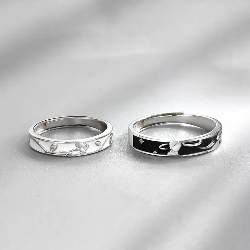 Prince And Rose Couple Ring Sterling Silver Pair Ring A Pair