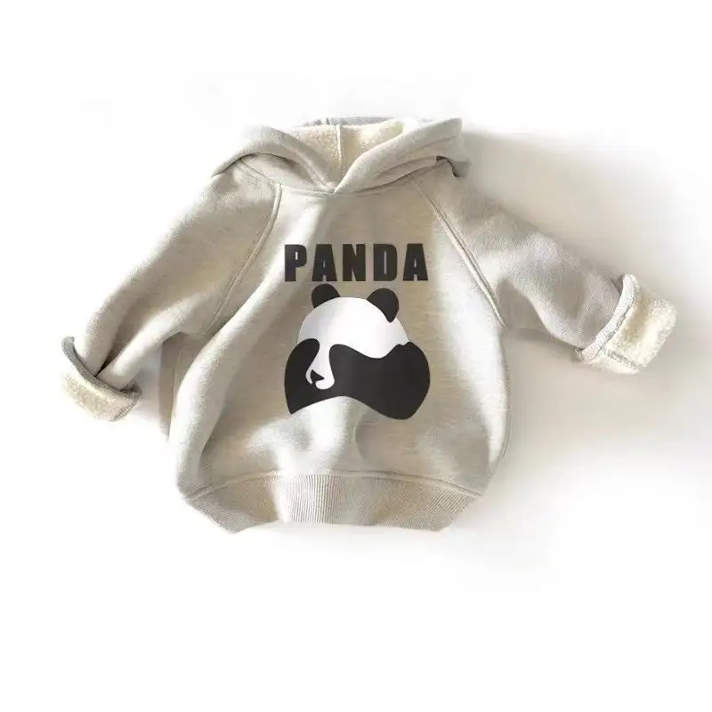 Cartoon Panda Plus Velvet Parent-child Hooded Long