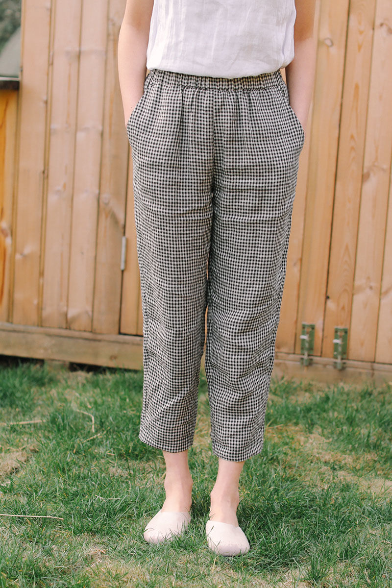 Linen Casual Pants Cotton Linen Pants Loose Plaid
