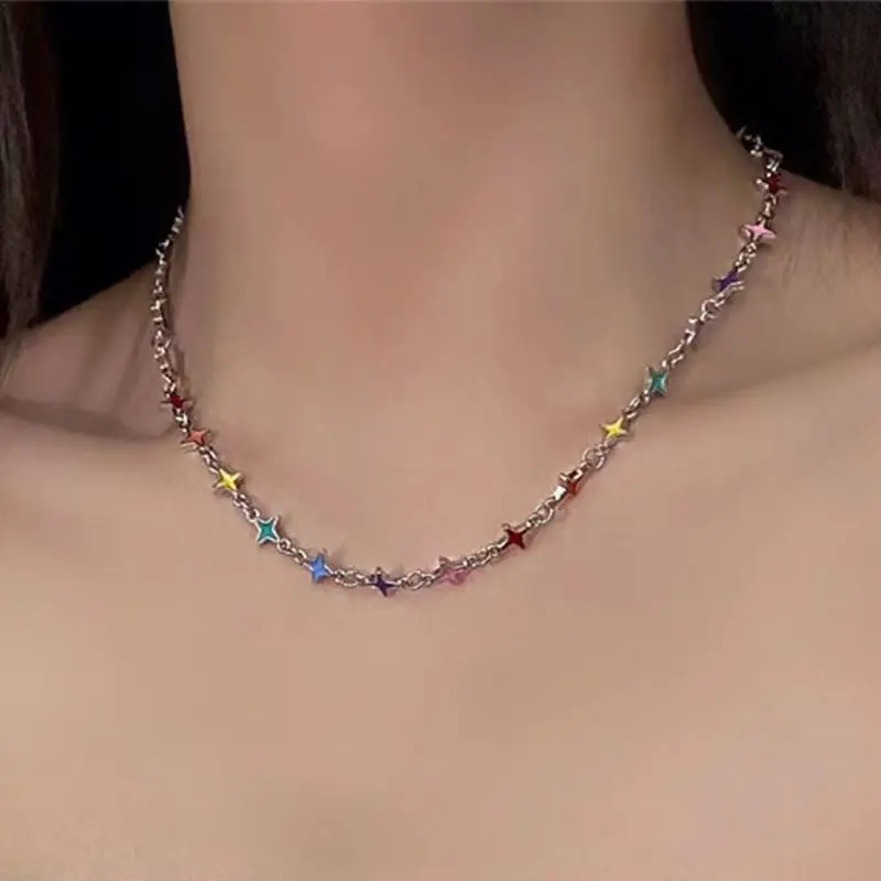 Rainbow Four-star Mango Butterfly Purple Gradient Necklace