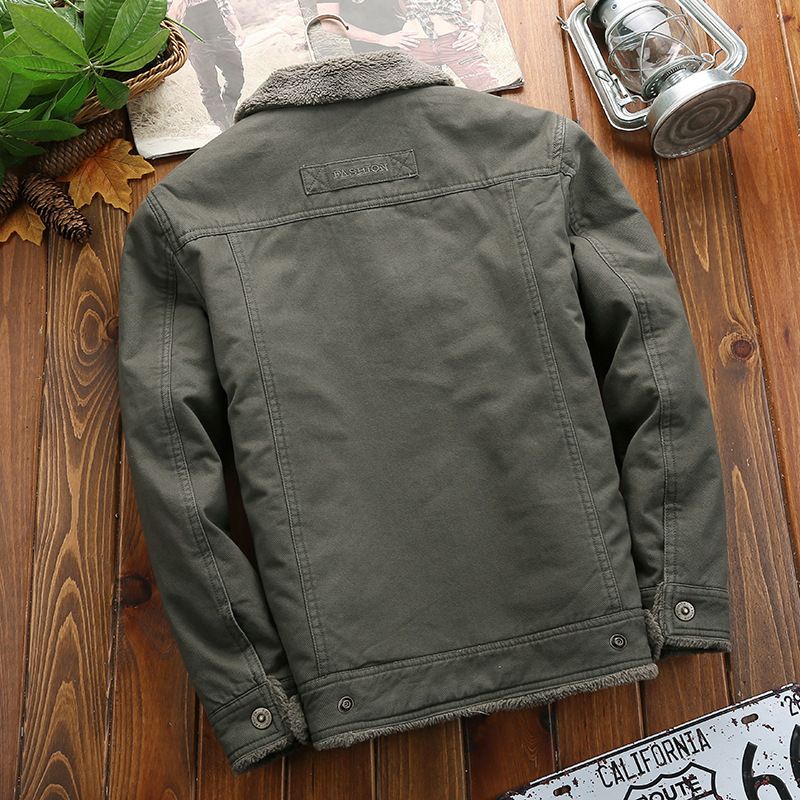 Jacket Plus Velvet Padded Winter Lapel