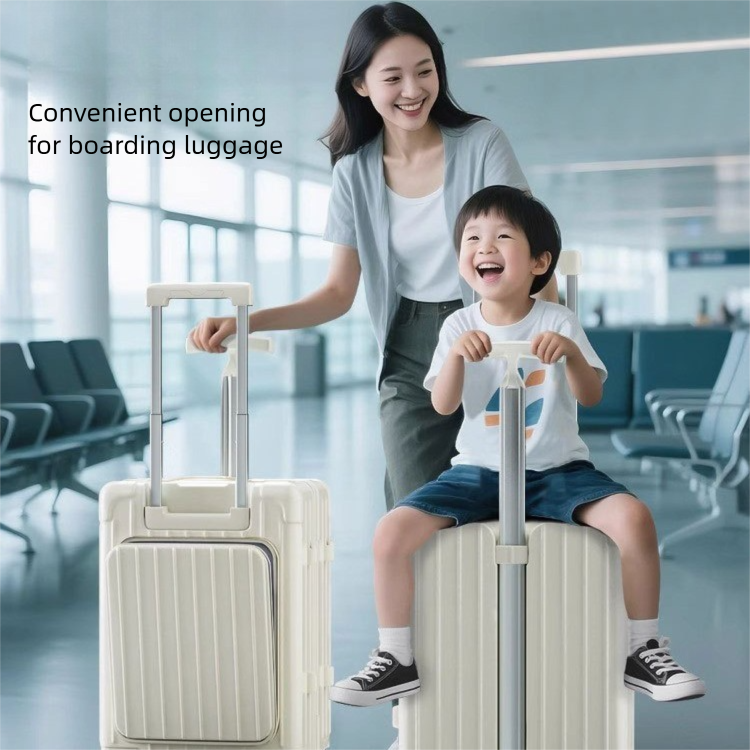 20 Inch Double Pull Rod Design Luggage Case, Can Be Seated, Front Open Lid Luggage Compartment, Silent Universal Wheels, Dry Wet Separation, T-shaped Pull Rod Travel Box — foto 6