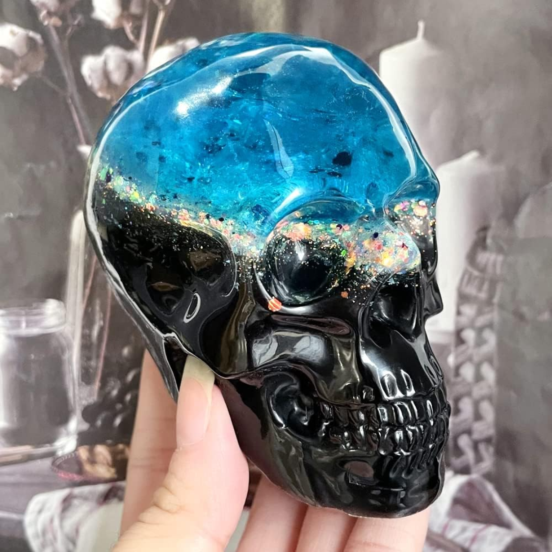 Set Of Large Medium Small 3D Skull Resin Molds Flexible Clear Silicone Skull Head Molds, Silicone Molds For Resin, Soap, Clay, Candle Wax Casting, Halloween Home Decoration