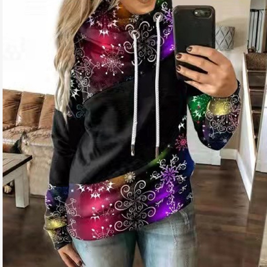 Women's Fashion Casual Hooded Christmas Long Sleeve Pullover