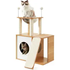 Indoor Wooden Cat Climbing Frame Cat Tower Cat House With Cat Scratching Board Ramp Suitable For Large Cats And Kittens - Cat Space - View 1