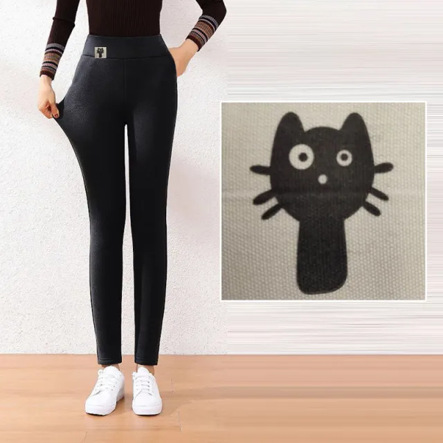 Women's Fashion Simple High waisted Tight fitting Warm Pants Black - Shop at LoveMi
