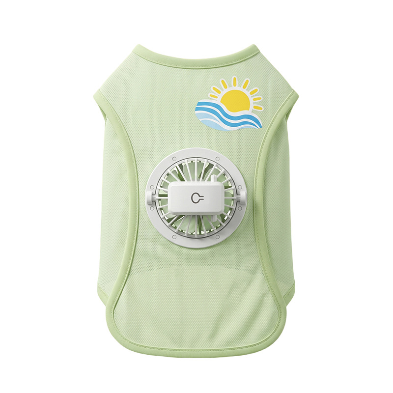 Chaleco de protección solar para perros con ventilador incorporado, ropa fina y transpirable para perros pequeños y medianos