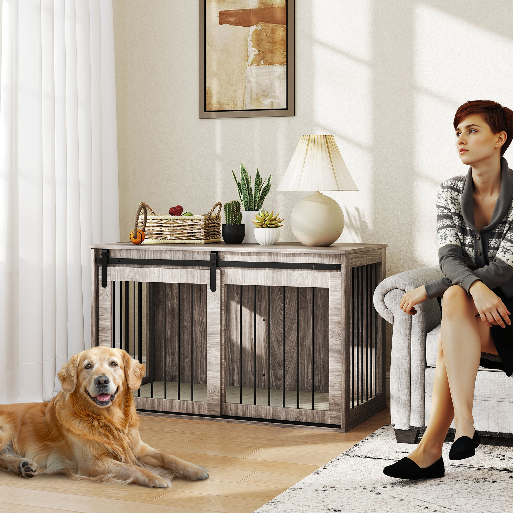 Dog Cage Furniture With Detachable Cushion, Suitable For Oversized Dogs-80 X 54 — image 4