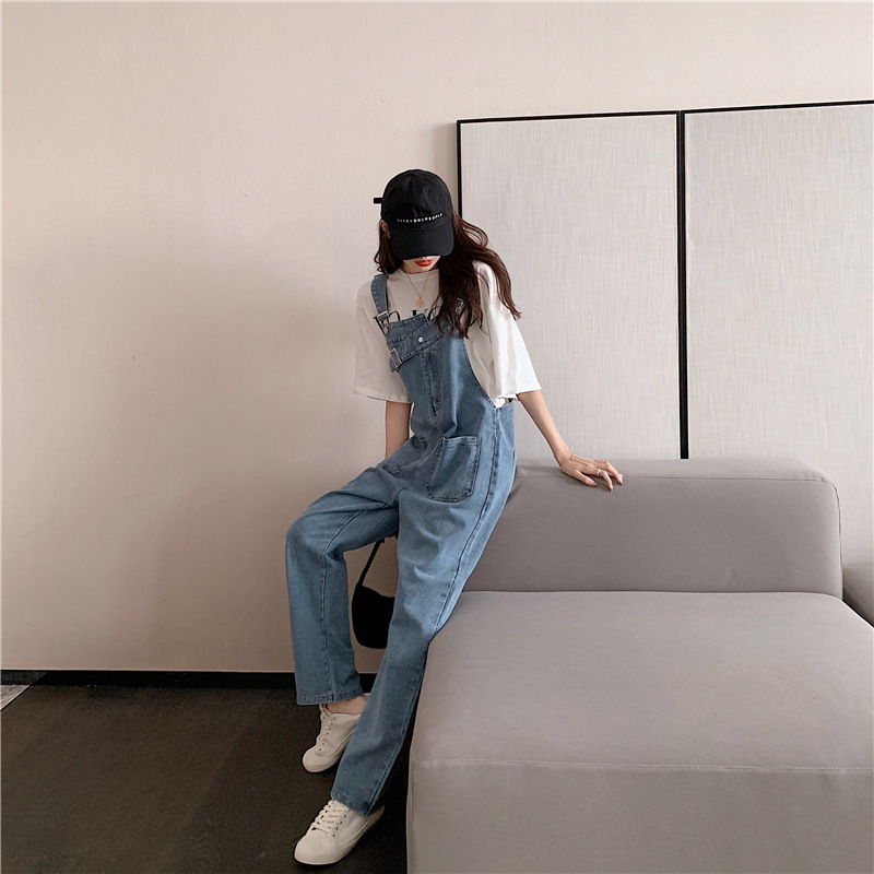 Women's Retro Hong Kong Style Loose Big Pocket Jeans