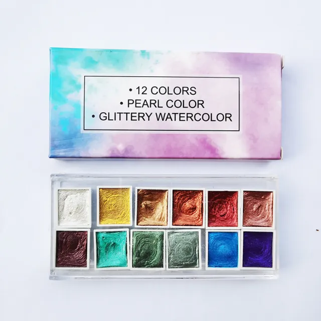 Metallic Gouache Paint Hand painted Nail Art Solid 12Colors Pearlescent Color - Shop at LoveMi