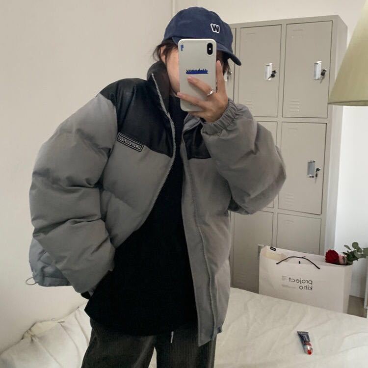 Loose Student Short Cotton Coat Stand up Collar Bread Jacket Trendy Grey Thickening - Shop at LoveMi