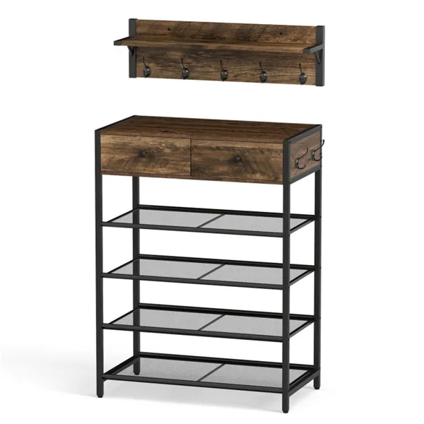 5-Hook Coat Rack and Shoe Stand