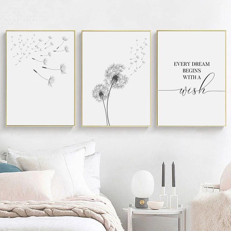 Title 4, Dandelion Canvas Painting Decorative Poster Pai...