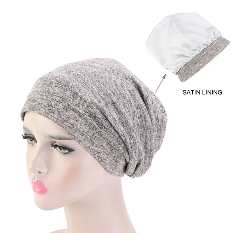 Two Tone Lined Satin Moon Hat - Khaki
