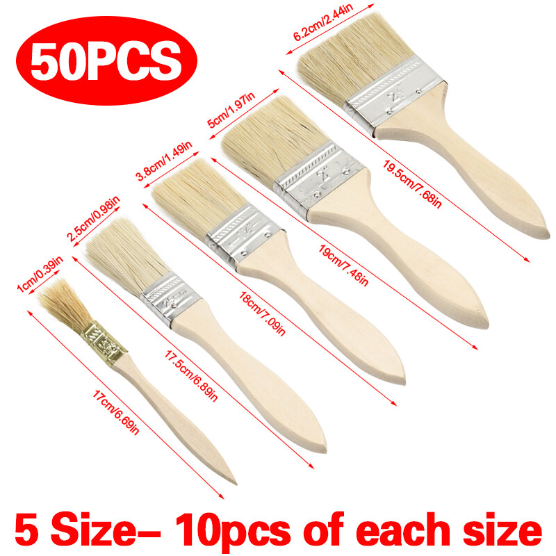 50x Economy Paint Brushes Disposable Decorating Fence Artist Paint Brushes