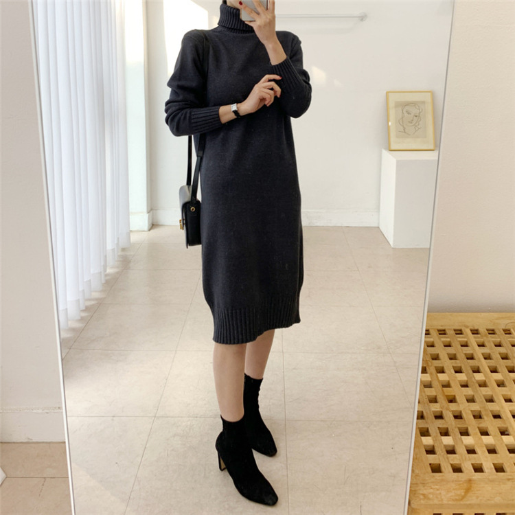 Title 4, Mid-length Over-the-knee Turtleneck Wool Base W...