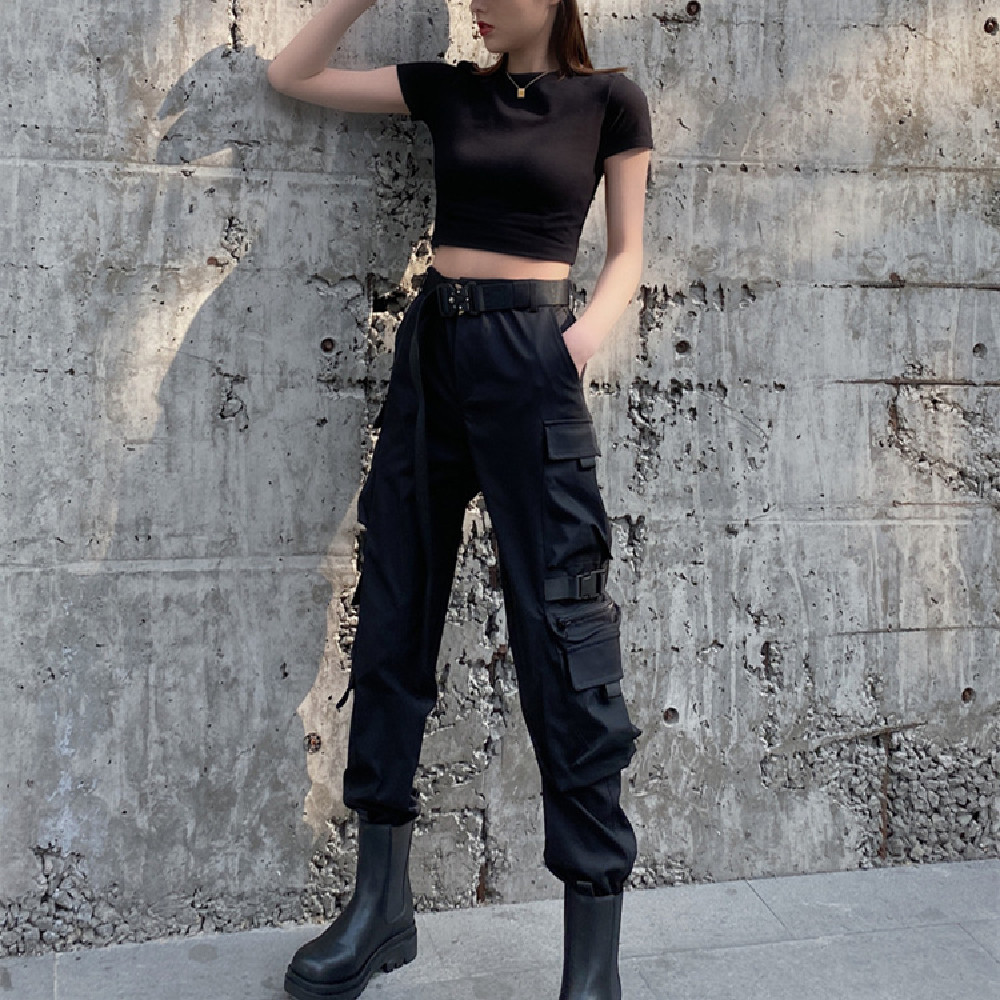 Overalls Women's Handsome Black High Waist