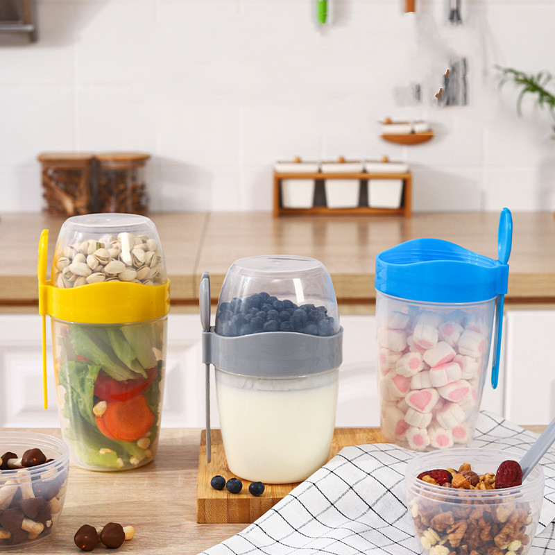 كوب سلطة بسعة كبيرة مع غطاء ملعقة