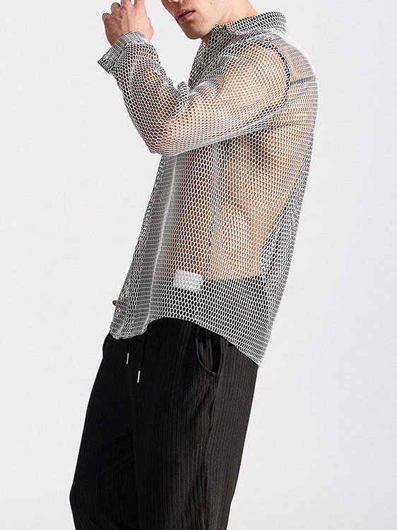 Men's Openwork Long-sleeved Shirt