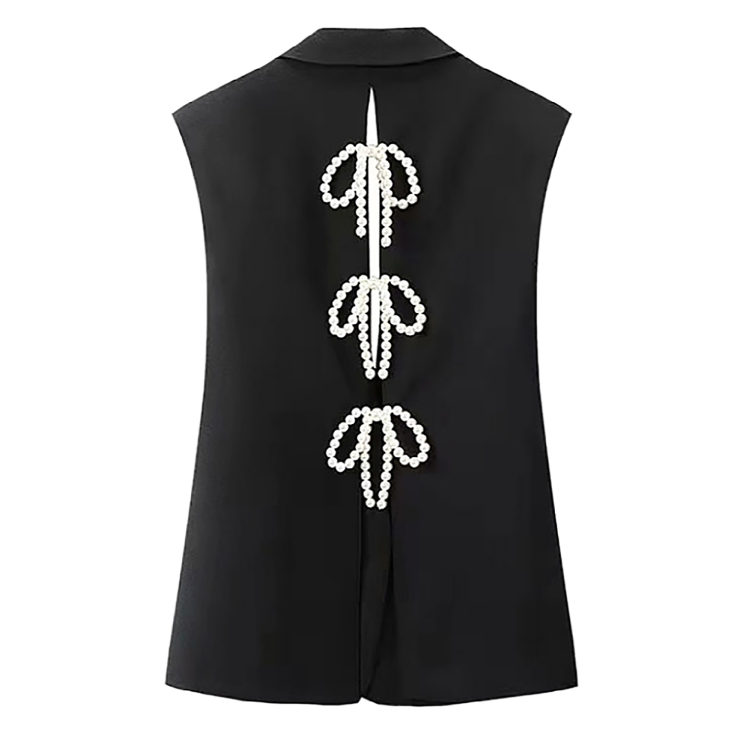Women's Pearl Bow Sleeveless Suit Vest Jacket