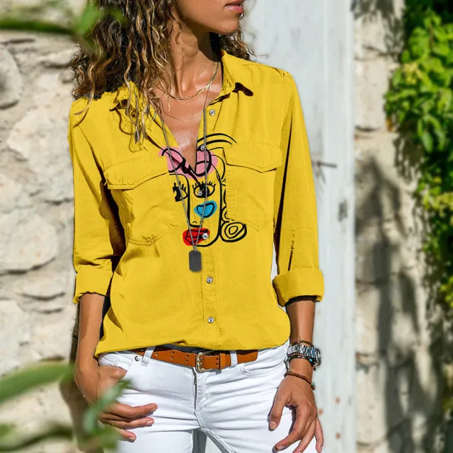 Loose Casual Comfortable Women's Long Sleeve Shirt 8Patterna313 Xs - Shop at LoveMi