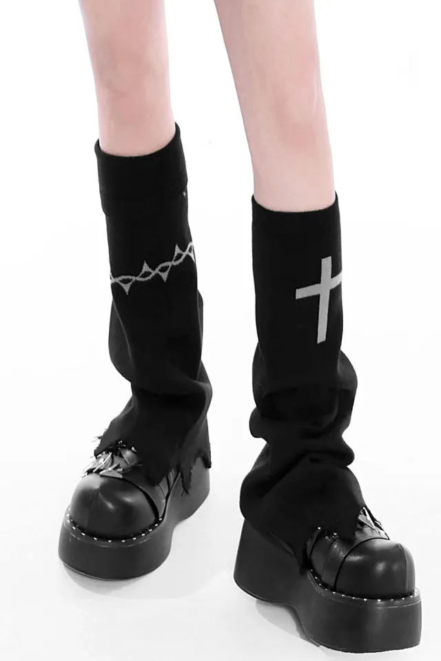 Self made Knitted Socks Pile Up Warm Sawtooth Black - Shop at LoveMi