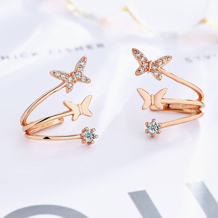 S925 Silver Earrings Female Small Butterfly Ear Cli