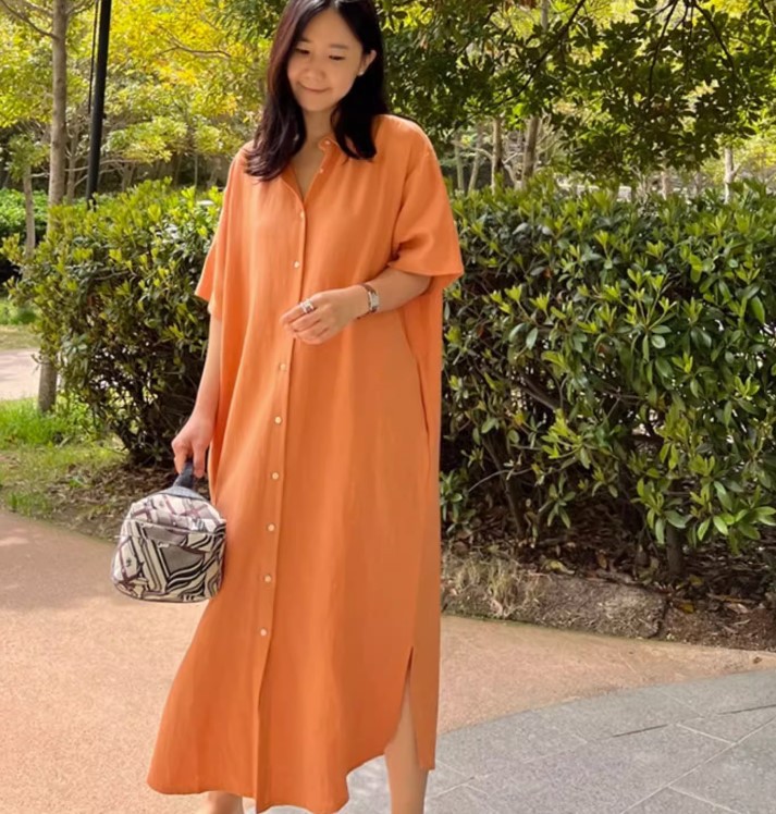 Loose Casual Long Split Shirt Dress