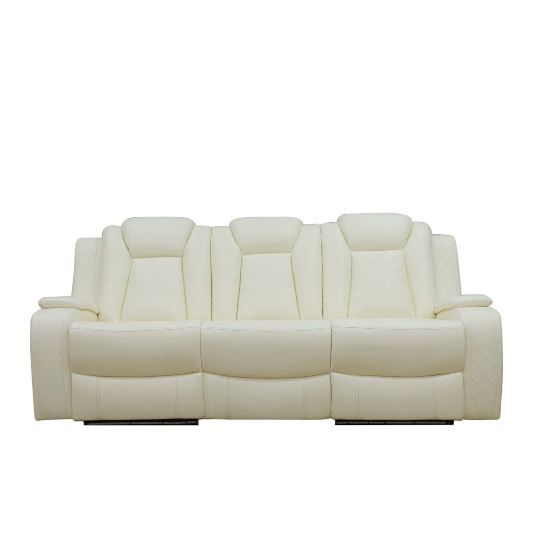 Pickup Only--White Breathing Leather 3-Piece Living Room Recliner Sofa Set