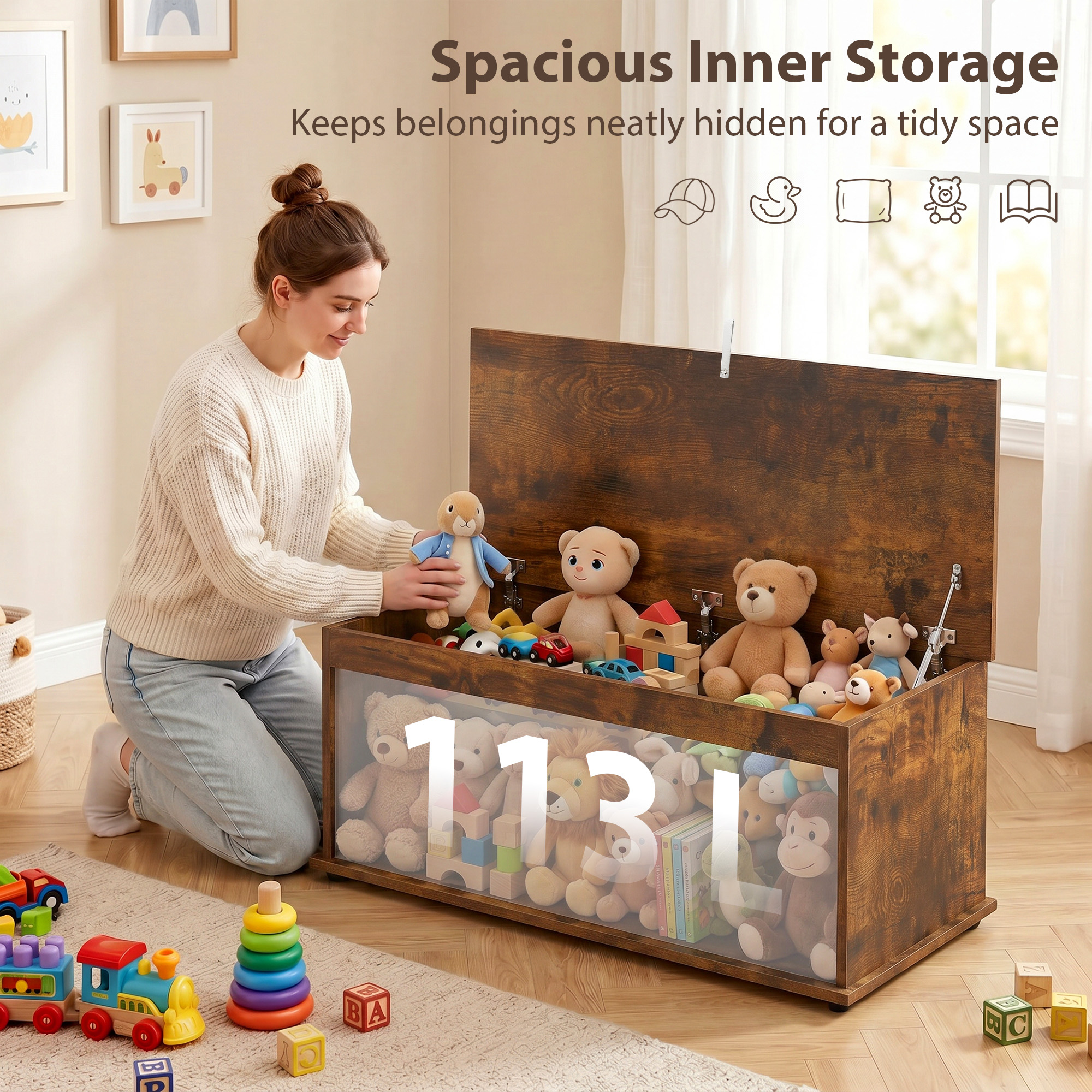 Storage box, large capacity 113 liter blanket box, shoe