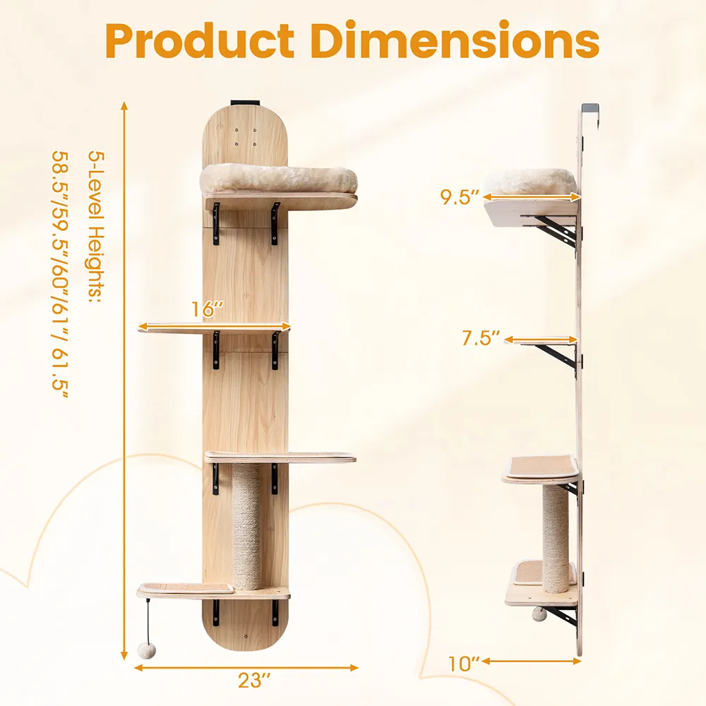 Door Hanging Cat Climber 4-level Height Adjustable