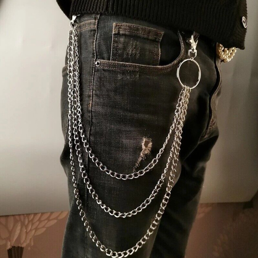 3Pcs Jeans Trousers Key Chain Rock Chains Pants Body Metal