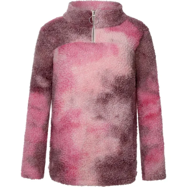 Plush Zipper Long sleeved Tie dye Sweater Sweater Coat Red - Shop at LoveMi